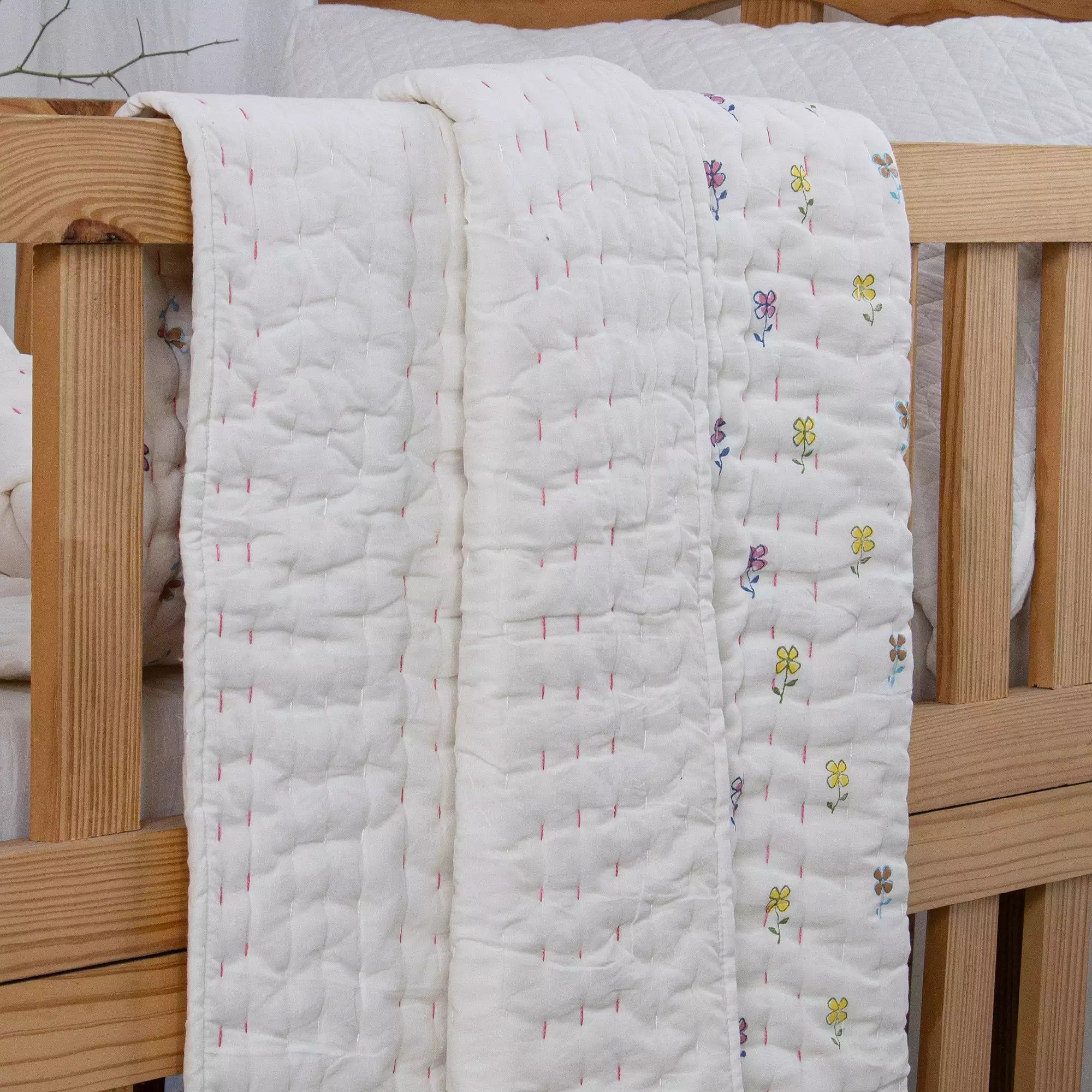 Multifloral Handmade Kantha Cotton Skin Friendly Baby Quilt 101